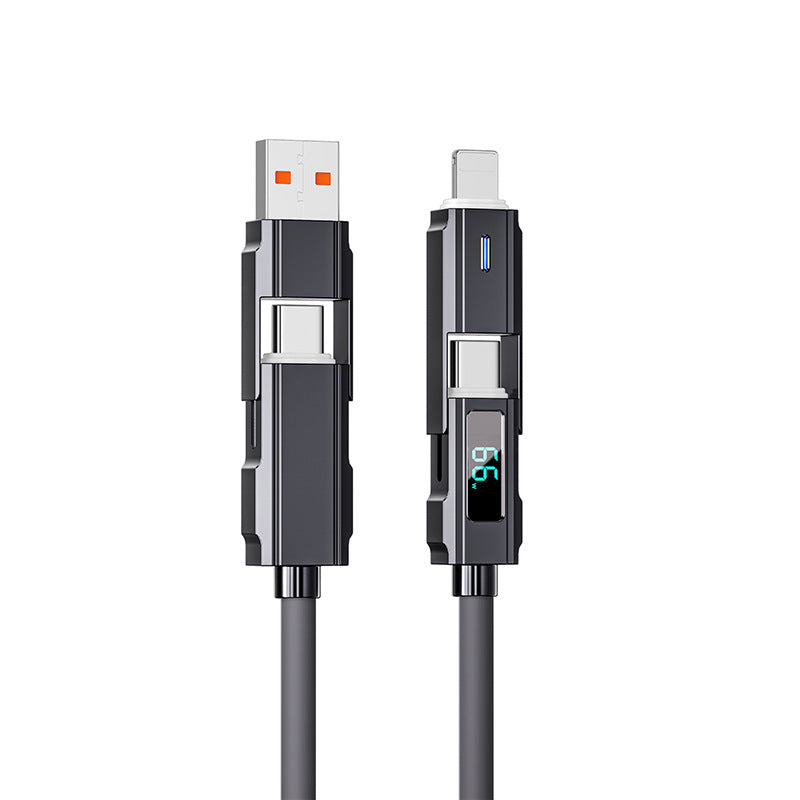 Digital Display Data Line Typec Four-in-one Silicone PD Fast Charge Line