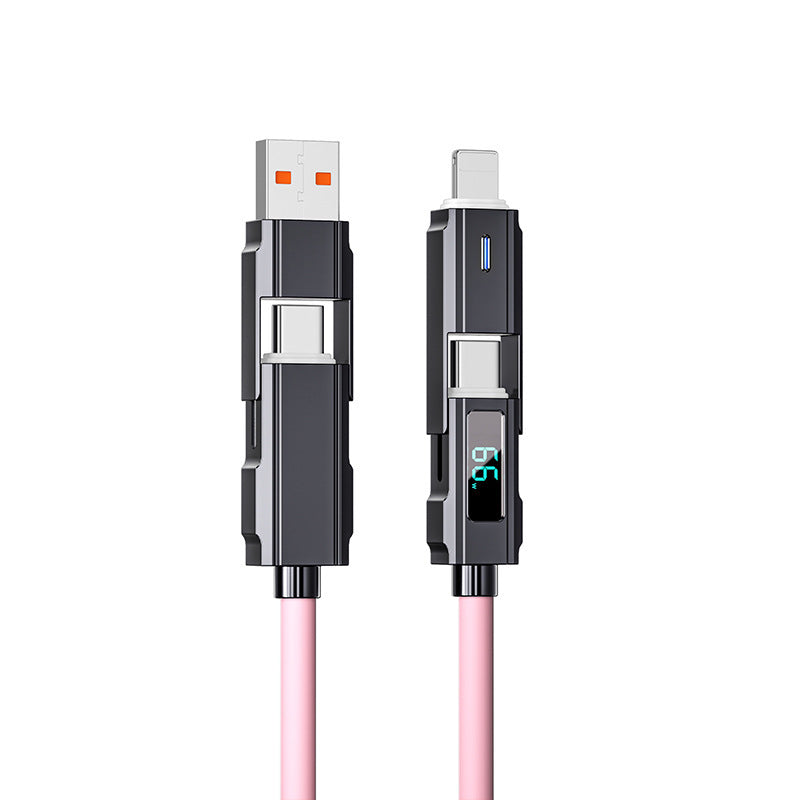 Digital Display Data Line Typec Four-in-one Silicone PD Fast Charge Line