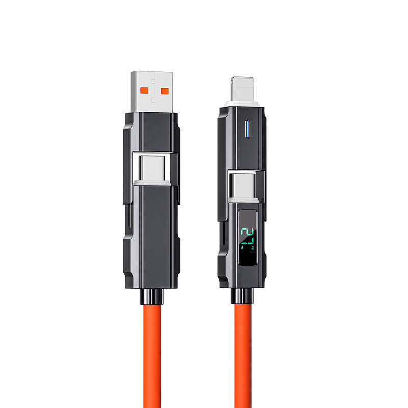 Digital Display Data Line Typec Four-in-one Silicone PD Fast Charge Line