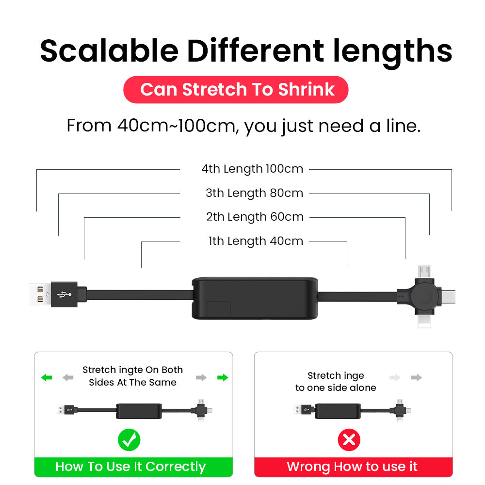4 In 1 Retractable USB Cable bracket